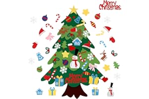 APKOL Filz Weihnachtsbaum Set,DIY Filz Weihnachtsbaum Mit 32 pcs Abnehmbaren Ornamente, Home Tür Wand Dekoration,Weihnachten Geschenk(100x70CM)