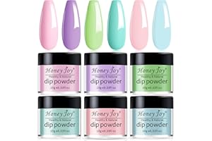Honey Joy 6 BOX/SET Purity Warm Colors for Summer Daily Makeup Dipping Powder Starter Kit Nails Colors No Need Lamp Cure,Like Gel Polish Effect,Even & Smooth Finishing (DP-J-6pcs-10g/box) …