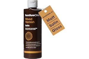 FURNITURE CLINIC Wood Varnish - 250ml - Fast Drying, Clear Varnish for Wood - Low Odour, Water-Based Varnish - Protects Interior Wood from Scratches and Stains- Satin