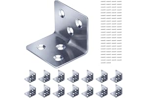Gorffy Angle Brackets 15PCS, L Bracket 30 x 30 x 38 x 1.2 mm, Stainless Steel Sleeper Brackets with 90 Screws, Heavy Duty Right Angle Corner Bracket for Wood, Metal Corner Braces for Fixing Timber