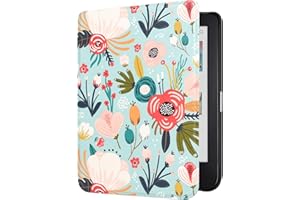 DMLuna Case for Kobo Clara BW (Model N365) / Kobo Clara Colour (Model N367) 6" 2024 Release, Ultra Slim Lightweight Premium PU Leather Cover with Auto Sleep/Wake Function - Hill Flower
