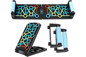 Artanchao Push Up Board,17 en 1 Press Up Board pliable portable avec poignée en caoutchouc, planche de flexion pour entraînement musculaire, exercices à la gym ou à la maison