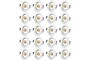 Tofisr Cornice Faretti LED da Incasso GU10 per cartongesso, Portafaretto da Incasso Rotondo Bianco, Foro 55mm-70mm, Per 50mm LED e Alogeno, Portalampade GU10 Inclusi, Set di 20