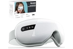 XJUGEZ Masajeador de Ojos con Calor, Compresión＆Música, Masajeador Facial Electrico para Relajar los Ojos, Aliviar la Fatiga Visual y la Sequedad Ocular, Regalo de Cumpleaños para Mamás/Papás, Blanco