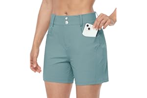 MoFiz Damen Shorts Hohe Taille Leichte Golf Wandershorts Kurze Hose Sommer Schnelltrocknend Shorts mit Taschen