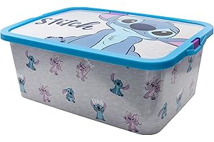 STOR Scatola Portaoggetti Stitch per bambini, in plastica, senza BPA, lavabile e riutilizzabile, con coperchio