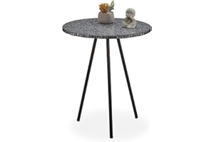 relaxdays Ronde mosaïque, d’appoint, Décorative, Table de Jardin, Fait Main, HxD: 50 x 41 x 16 cm, Noir, Fer, MDF, Verre, 50 x 41 x 41 cm