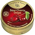 Pack of 3 Cavendish & Harvey Sour Cherry Fruit Drops in Tin – Premium Fruity Travel Sweets made with Real Fruit Juice, Vegan Friendly Confectionery Hard-Boiled Candies – Each H4 x 9.7cm Diameter, 200g