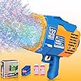 VBSD Bazooka Bubble Gun, 132 Holes Bubble Blaster with Extra 10 Concentrated Bubbles Solution, Excellent Kids Toy for Boys Girls Aged 3 and Up, Bubble Machine for Birthday, Wedding, Outdoor Fun (Blue)