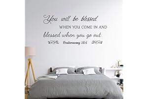 CUAYAES Bible Verse Wall Art Stickers, You Will be Blessed When You Come in and Blessed When You go Out Wall Stickers for Living Room Decor, Religious Scripture Family Prayer Wall Decals