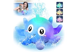 GIAPOO Baby Bath Toys Octopus Light Up Bath Toys Colourful Bath Lights for Kids Toddler Automatic Induction Spray Water Toy Gifts for Boys Girls (Blue)