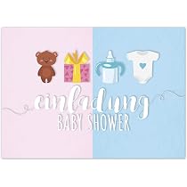 Babyparty Einladungskarten 'It's A Boy' – 20-teiliges Set Mit Blauem Blumen-Design & Umschlägen