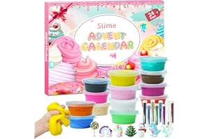 SUDATONG Slime Advent Calendar 2024 for Boys Girls Kids, DIY Slime Kit Christmas Advent Calendar 24 Days Countdown Advent Calendar with 16 Slime, Glitter, Decoration, Christmas Surprises Xmas Gift Gift