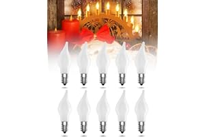 TobeBright E10 Bougie Ampoule 3W, 34V Bougie Arc Pont Ampoule de Remplacement, Dimmable Blanc Chaud 2200K, E10 Cône Bougie Aampoule de Noël pour Bâton de Bougie Pointue, Lampe de Conte de Fées, 10x
