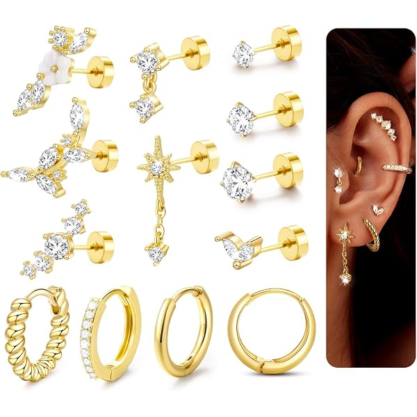 SilberDream Ear Cuffs A Stella Con Zirconi | Orecchini A Clip Argento 925 Senza Foro