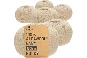 HANSA-FARM | 100% Baby Alpakawolle in 50+ Farben (kratzfrei) - 300g Set (6 x 50g) - weiche Alpaka Wolle zum Stricken & Häkeln in 6 Garnstärken by Hansa-Farm - Beige (Hell-Braun)
