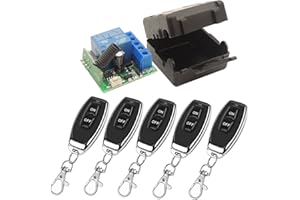 DieseRC 433Mhz Uniwersalny bezprzewodowy przełącznik zdalnego sterowania DC 12V 1CH Moduł odbiornika przekaźnika RF z 5 nadajnikami, EV1527 Kod edukacyjny DIY pilot zdalnego sterowania