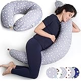 Niimo Cuscino Allattamento e Gravidanza XXL - Cuscino Gravidanza per Dormire con Federa 100% Cotone, Vincitore Del Doppio Pla