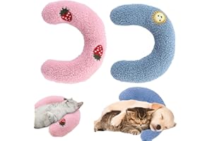 ARROMI 2 PCS Dog Pillow, Cat Pillow, Small Pillow, Pillow Pets, for Indoor Cats U Shaped Dog Pillows for Small Dogs & Cats for Sleeping Improve (Pink and Blue)