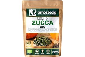 AMOSEEDS Semi di Zucca BIO 1kg | Origine Europa | Senza Sale, Sgusciati e Crudi | Cucurbita pepo | Qualità Superiore