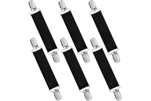 COMNICO Lot de 6 clips élastiques en nylon et acier inoxydable pour gants d'hiver pour enfants et adultes, Noir , 5.91 × 0.98 × 0.39 inches