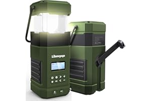 LIBOVGOGO DAB+ DAB Radio mit Bluetooth Lautsprecher Campinglampe, UKW Kurbelradio mit 5000mAh aufladbarem Akku Handyladefunktion, IPX5 Wasserdicht, SOS-Alarm, Taschenlampe für Blackout,Camping, Wohnmobil