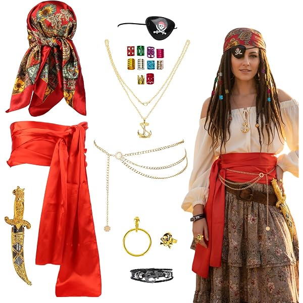 Smiffys Costume da corsaro, adulto con parte superiore, pantaloni, copricapo e cinta Halloween