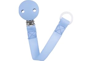 BABY-NOVA babynova Catenella portaciuccio con cinturino in tessuto, clip e anello in silicone – Portaciuccio per neonati – Adatto a qualsiasi ciuccio – Essenziale per neonati – Senza BPA – Blu