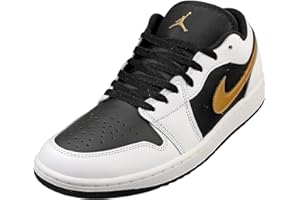 NIKE Air Jordan 1 Low Men's Shoes (553558-172, White/Metallic Gold-Black)
