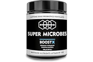 Super Microbes BoostX - Fertilizzante per piante verdi premium | Appositamente formulato per piante da fiore e in erba | Contiene 16 microbi benefici inclusi i batteri che fissano l'azoto 150g