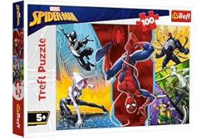 Trefl- Verkehrt herum, 100 Pièces pour Enfants à partir de 5 Ans Puzzle, 16347, À l'envers Marvel Spiderman