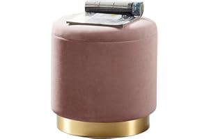 ‎ZEDELMAIER Zedelmaier Zylindrischer Samthocker Sitzhocker mit Stauraum rund, Ottoman,Polsterhocker Kleiner, moderner Design,Fußbank Hocker mit Aufbewahrungsbox,Maximale Belastung 150kg,Größe 37x37x41.5cm (Pink)