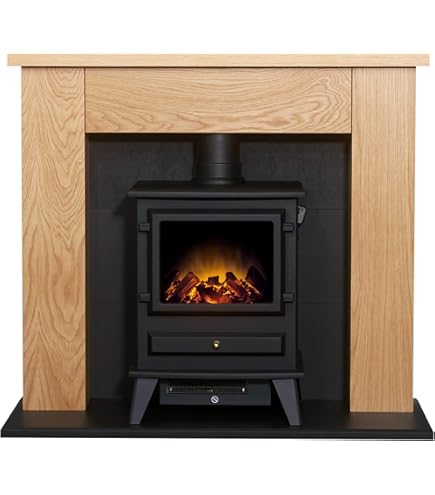 ELECTRIC SILVER FLAT TO WALL REMOTE CONTROL PEBBLE COAL FREESTANDING