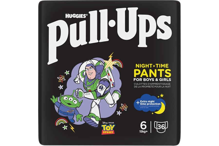 Huggies Pull-Ups, Trainers Night Nappy Pants for 2-4 Years - Size 6-7 Pull Up Nappies (36 Pants) - Extra Night Time Protection - Support for Consistent Potty Training Routines