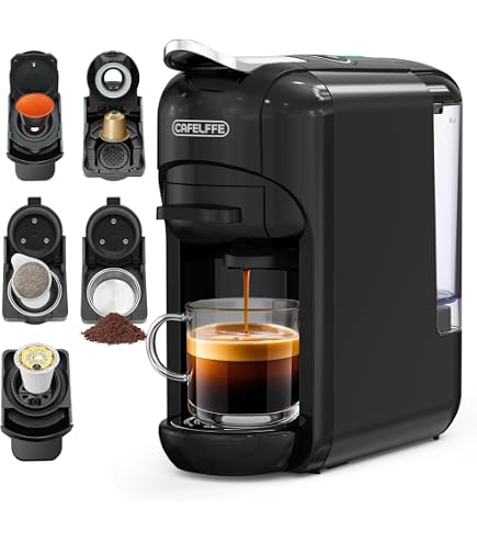 Cafetière 4 En 1 Expresso 19 Bars - Compatible Capsules K-Cup, Nespresso, Dolce Gusto & Café Moulu - Contrôle Tactile, Orange