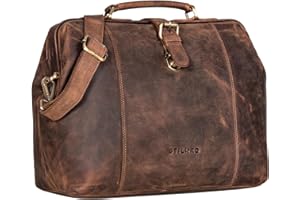STILORD 'Johannes' Borsa Medico Vintage in Pelle - Viaggio Retrò, da Casa con Chiusura Antica, Colore:marrone medio