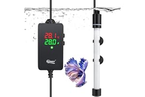 hygger Aquarium Heater 500W Adjustable Submersible Fish Tank Heater,Dual Heating Mode Glass Rod Aquarium Turtle Heater For 208-378L Freshwater or Saltwater