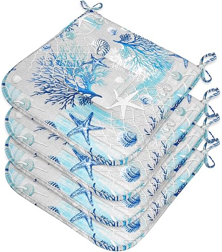 Cuscino Sedia Morbido Universale Righe Conchiglie Lacci Per Fissaggio Lavabile Coprisedie 100 Made In Italy Bianco 49448853