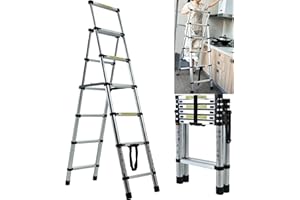 XINNG 6 Telescopic Step Ladder Aluminium Heavy Duty 150KG/330lb Capacity Folding Portable Extendable Anti-Slip A Frame Combination Stepladder for Home Garden Office Garage DIY