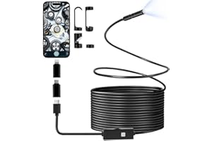 Romon Endoscopio Camara de Inspeccion,1080 HD Cámara de Serpiente Cámara Endoscópica Flexible con 8 Luces LED No Necesita WIFI Impermeable IP67 Camara Inspeccion Tuberias para Tableta Smartphone (10M)