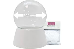 ‎SNOWGLOBE FOR YOU - DO IT YOURSELF 100mm-DIY-Schneekugel m. 1 x Schnee | Schneekugel basteln | Sockel weiß mit Glaskugel für den Einbau Spieluhr Bastel-Schneekugel | 40045