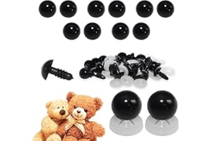 celloexpress 12mm Solid Black Eyes with Plastic Backs - Safety Eyes for Soft Toy or Teddy Bear Making - Pack of 5 Pairs