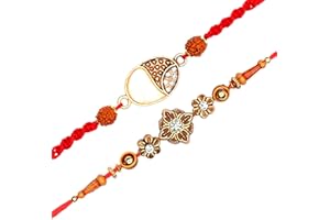 ADITRI CREATION Zestaw 2 rakhi dla brata, rakhi, nici dla Bhai, Bhabhi, Bhaiya i Bhatiji veera, Rakhi, Raksha, Bandhan, Rakhi, zestaw bransoletek Dora Kalwa, z opakowaniem prezentowym dla brata, siostry, indyjskiej