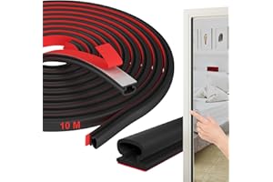 JOBON 10M D-Shape Rubber Door Sealing Strip, Door Draft Excluder for Door Frame, Self-Adhesive Rubber Door Insulation Strip, Window Weather Strip Replacement for 2.5-5.5mm Gap(Black)