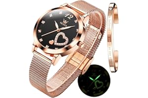 OLEVS Femmes Montres Luxe Or Rose Femmes Ultra - Mince Montre légère en Acier Inoxydable Mesh Montre - Bracelet élégant étanche pour Femmes avec Bracelet réglable