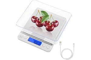 Balance de Précision 3000g/0.1g,Rechargeable par USB Numérique Balance de Cuisine,Balance de Poche,Balances de Bijoux,Haute PréCision Balance Électronique,PréCision Balance Électronique Plateaux
