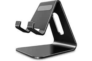 Stojak na telefon komórkowy Lucrave, podstawka, uchwyt, aluminiowa podstawka na biurko kompatybilna z przełącznikiem, wszystkie smartfony, iPhone 15 14 13 12 Plus Mini Pro Max Xs Max Xr X SE-czarny