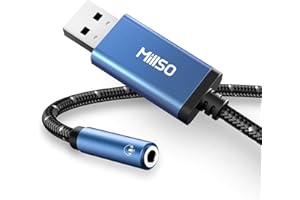 ‎MILLSO MillSO USB Klinke Adapter 3.5mm Klinke auf USB Audio Adapter Externe USB Soundkarte Nylongeflechtmantel Headset Adapter TRRS Stereo für Kopfhörer, Headset, Lautsprecher, PS4, PS5, Laptop, PC, 30cm