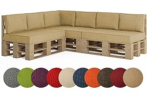 ‎CHILLY PILLEY chilly pilley Palettenkissen Palettenauflage Palettenpolster Sitzkissen Rückenlehne Kaltschaum Schaumflocken Füllung viele Größen und Farben (10er Set, Beige)