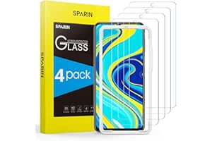 SPARIN Protector de Pantalla Compatible con Xiaomi Redmi Note 9 Pro / 9S / Xiaomi Poco X3 NFC/Poco X3 Pro, Cristal Templado con Marco de Alineación, Alta Definición, 4 Piezas